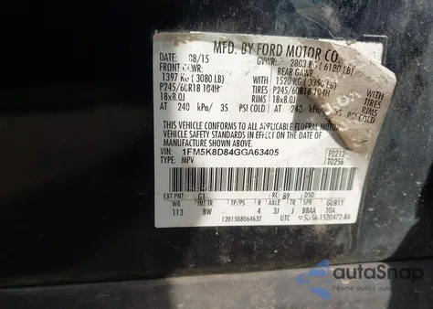 2016 Ford Explorer Xlt z USA, uszkodzony, nr VIN 1FM5K8D84GGA63405